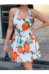 Desenli Balon Mini Elbise