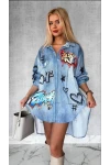 Frid@ Baskılı Jeans Efektli Tunik