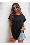 Kısa Kollu Asimetrik Kesim Bel Büzgü Düğüm Detay Viskon Bluz