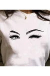 Kadın Kısa Kollu Bisiklet Yaka Göz Baskılı Süprem T-shirt