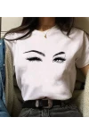 Kadın Kısa Kollu Bisiklet Yaka Göz Baskılı Süprem T-shirt