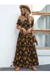 Kısa Kollu Madonna Yaka Yırtmaçlı Süprem Elbise