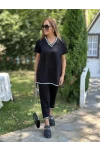 Kısa Kollu V Yakalı Iki Iplik Bluz Ve PantolonTakım