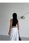 Kaşkorse Crop Bluz Siyah