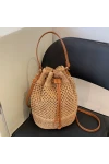 NWC-1002 El Örgüsü Camel Hasır Çanta