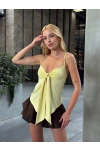Önü Fiyonk Detay Bluz Sarı