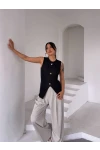 Ottoman Düğme Detay Bluz Siyah