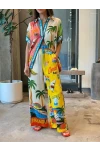 Paradise Desenli Takım İthal Hawai Kumas