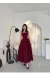 Piliseli Elbise Bordo
