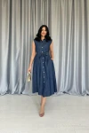 Tencel Kumaş Çıtçıtlı Gömlek Elbise
