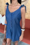 Tensel Denim Kumaşlı Mini Tulum