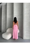 Yaka ve Sırt Detay Elbise Pembe
