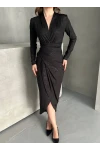 Yakma Deri Desen Elbise
