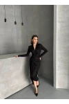 Yakma Deri Desen Elbise