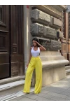 Yan Düğme Detay Salaş Palazzo Pantalon Sarı